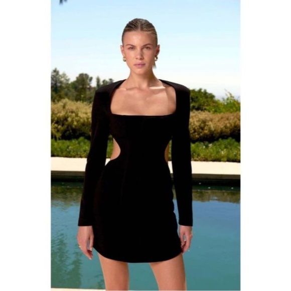 NWT MISHA KOSMA cutout long sleeve black mini dress size 6 - Picture 7 of 16